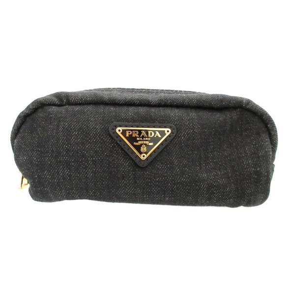 PRADA Handbags - Prada Triangle Plate Denim Black Pouch 0484PRADA